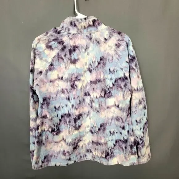 Eddie Bauer Purple Blue Cloud Wash 1/4 Zip Fleece Pullover Mock Neck L - Picture 2 of 8